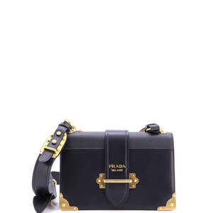 Prada Large Cahier Crossbody Bag Leather and Saffiano Leather